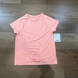 Women’s Short Sleeve Twist Front Top - Peach Pink